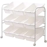 SUGGEST おもちゃ 収納ラック 3段 9マス キャスター付き ストッパー付き おもちゃ収納ラック 収納箱 小物収納 軽量 大容量 キッズ こども 子供部屋 幼稚園 保育園 キッズルーム 美容院 オフィス