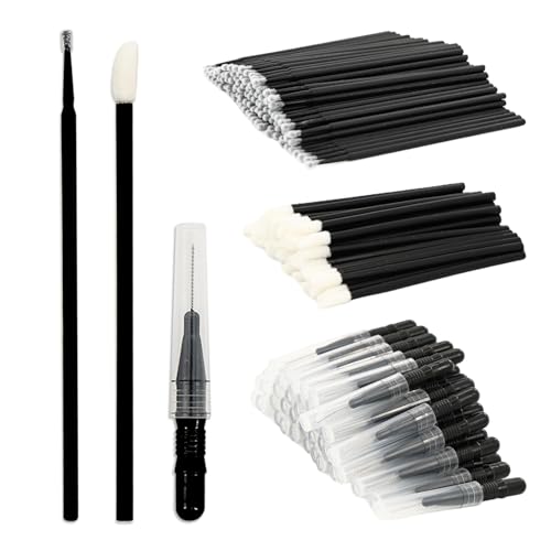 200 PCS Brow Lamination Brush, 50 PCS Micro Eyebrow Spoolie Extensions Brush, 100 PCS Micro Swabs 50 PCS Lip Applicators Disposable, Eyelash Spoolies Lift Tools for Eyelash Extensions, Eyebrow Tint