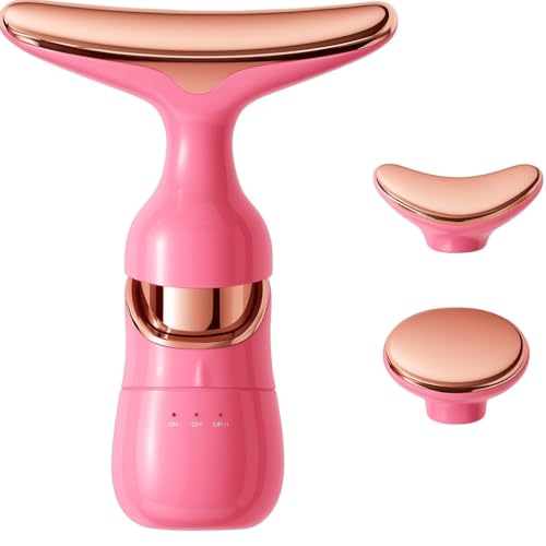 Image of AKRIZA Facial Massager for Face and Neck, 3-in-1 Face Massager for Women, Anti-Wrinkle & Anti-Aging Facial and Neck Massage Kit with 3 Modes for Skin Care, Improve Firmness, Tightening & Smoothing (Pink)