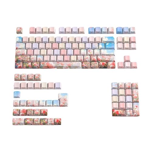 Touches PBT pour clavier mécanique de jeu - Kit 134 touches colorées rose double shot