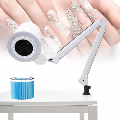 vnmudzeo Foldable LED Nail Vacuum Cleaner 80 W,with Filter Element and Adjustable LED Light,Low Noise Adjustment Electric Speed Nail Dust Extractor Fan 4500 RPM,A