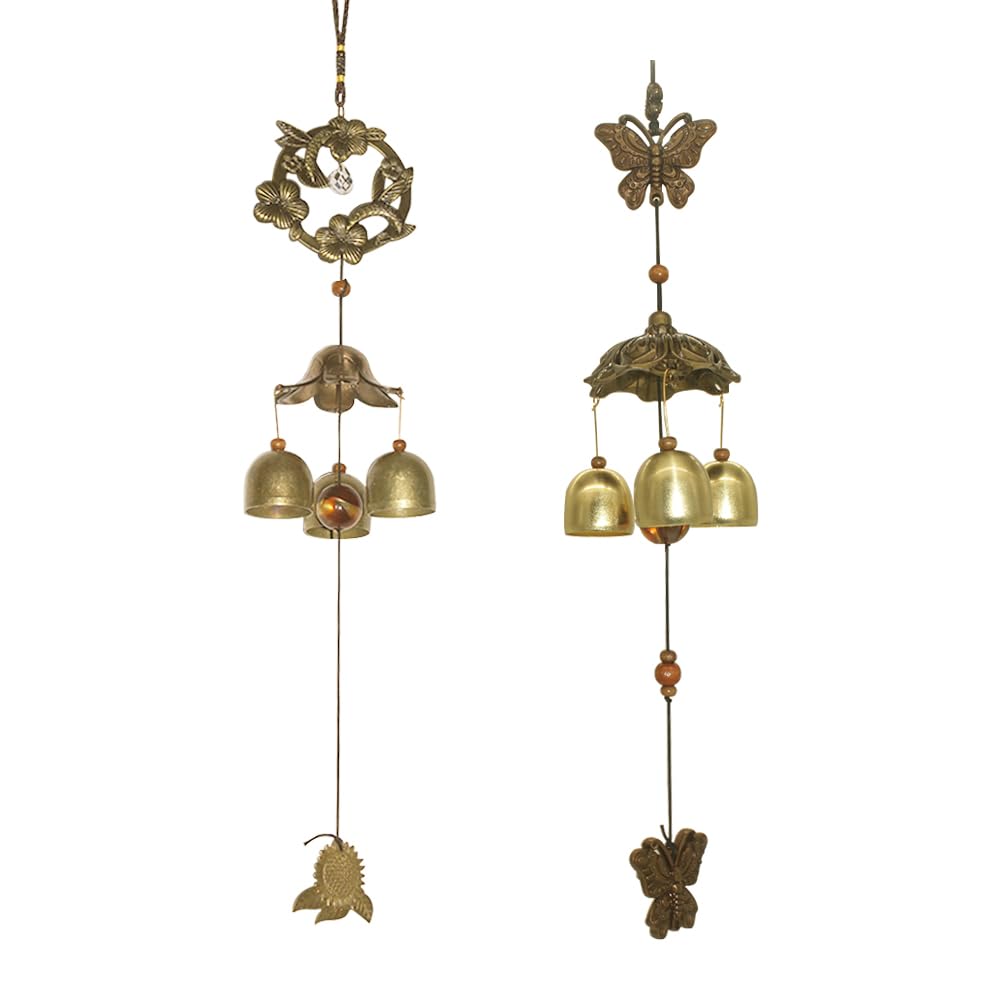 Hooshing 2 Pack Cute Wind Chimes Butterfly and Hummingbird Small Spring Wind Bells for Outside Garden Yard Patio Hanging Decoration Gift