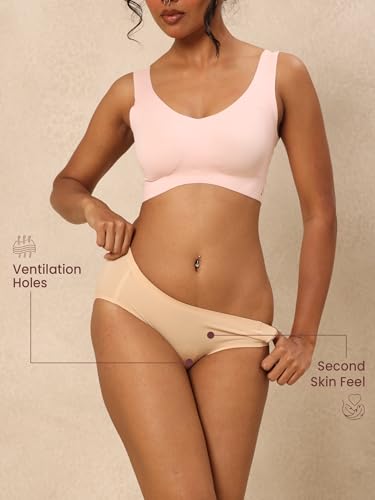Image of Krvvy Breeze Hipster Underwear for Women | Seamless Mid Waist Panties with Super Stretchable Fabric | Odourless Ventilation | InvisiSoft Edges