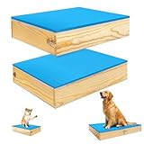 Bhyhok 2 PCS Connectable Wooden Dog Training Platform Non-Skid Dog Place Boards with Foaming Surface Puppy Agility Training Equipment for Small and Medium Dogs
