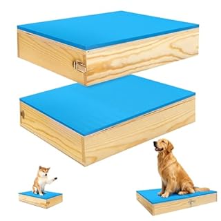 Bhyhok 2 PCS Connectable Wooden Dog Training Platform Non-Skid Dog Place Boards with Foaming Surface Puppy Agility Training Equipment for Small and Medium Dogs
