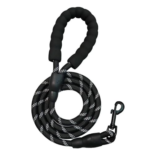 Longe pour chien noire de 2m avec corde de remorquage réfléchissante ronde pour animaux - 2