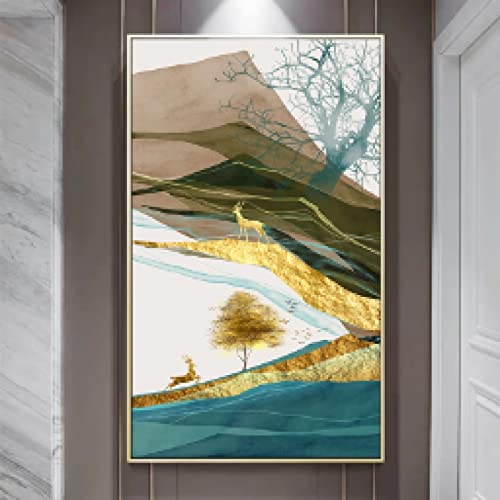 Impression moderne paysage abstrait scandinave sur toile 30x60cm triptyque