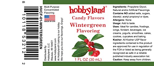 Hobbyland Candy Flavors (Wintergreen Flavoring, 1 Fl Oz) Use as an ingredient in the preparation of food and beverage. - Thumbnail 6