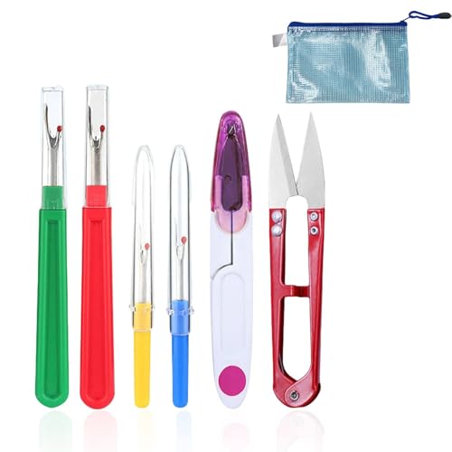 Bralucy Sharp Seam Ripper Set 6pcs Handle Sharp Stitch Ripper Colorful for Stitching Thread Unpicker Sewing Tool Seam Rippers with Storage Bag for Needlework Craft DIY Tool
