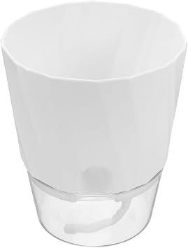 VICASKY Self Watering Plastic Plant Pot with Wick Absorbing Planter Removable Two Part Design with Air Flow Medium Transparent Indoor Flower Pot for Green Plants and Flowers