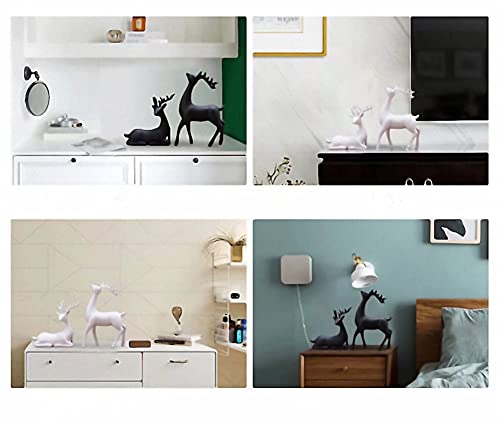 Luganiso Christmas Reindeer Figurines Set Of 2 Resin Deer Statues Elk Sculpture Ornaments For Living Room Tv / Wine Cabinet Home Decor, Black, 7 X 3 X 9.4 Inch #TOP6