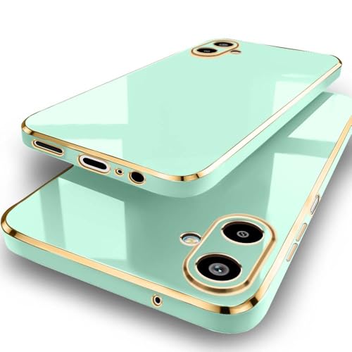 Image of TheGiftKart Luxurious Golden-Plated Back Cover Case for Samsung Galaxy M06 5G / F06 5G | Raised Lips for Camera & Screen Protection | Shockproof Design Stylish Case for Samsung M06 / F06 (TPU, Green)