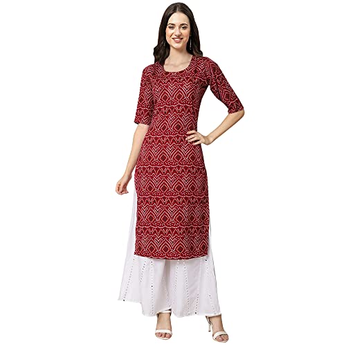 Image of Pinkmint Women's Crepe Floral Regular Kurta