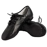 s.lemon Jazzschuhe,Echtes Leder Schnüren Jazz Schuhe für Damen Herren Schwarz 40