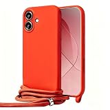 Handodo スマホケース iphone 17用 ケース スマホ シリコン カバー 耐衝撃ケース ストラップ付きケース スマホショルダーケース 携帯ケース フルカバー 調節可能なショルダー 紐付き 首かけ 斜めがけ 薄型 カメラ保護 おしゃれ 軽量 シンプル 頑丈 オレンジ