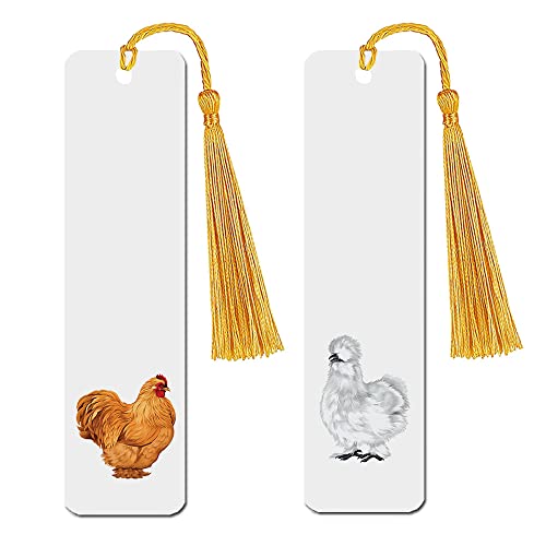 Metal Chicken Bookmarks with Tassels
