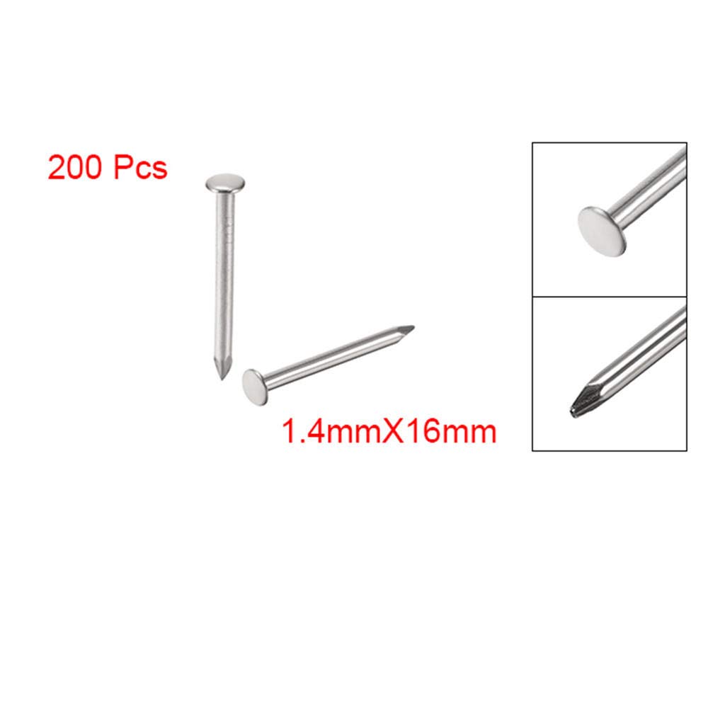 Clavos de ferretería, clavos de acero para ladrillos, 200 clavos pequeños de 1,4 mm x 16 for decoración bricolaje, cuadros, cajas madera, accesorios for el hogar