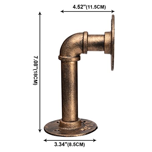 Paranta Industrial Pipe Bracket Set Of 4, Vintage Black Iron Wall Mount Pipe Shelving Bracket, Rustic Home Pipe Shelf, Elbow, Red Bronze #TOP1