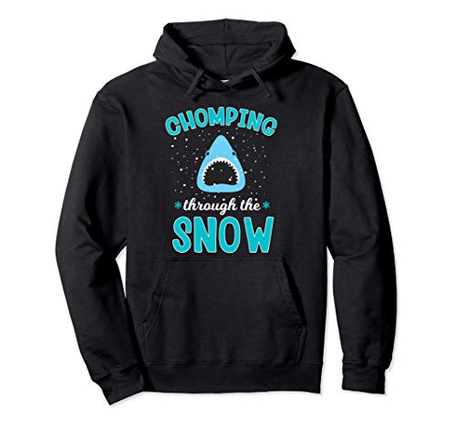 Christmas Shark Chomping Through The Snow Funny Snow Day Sudadera con Capucha