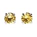 3mm Tiny Golden Yellow Orange Topaz Gemstone Post Stud Earrings in Sterling Silver - November Birthstone