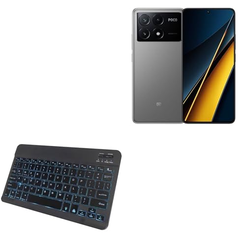 BoxWave Keyboard Compatible with Xiaomi Poco X6 Pro - SlimKeys Bluetooth Keyboard - with Backlight, Portable Slim LED 7 Colors - Jet Black