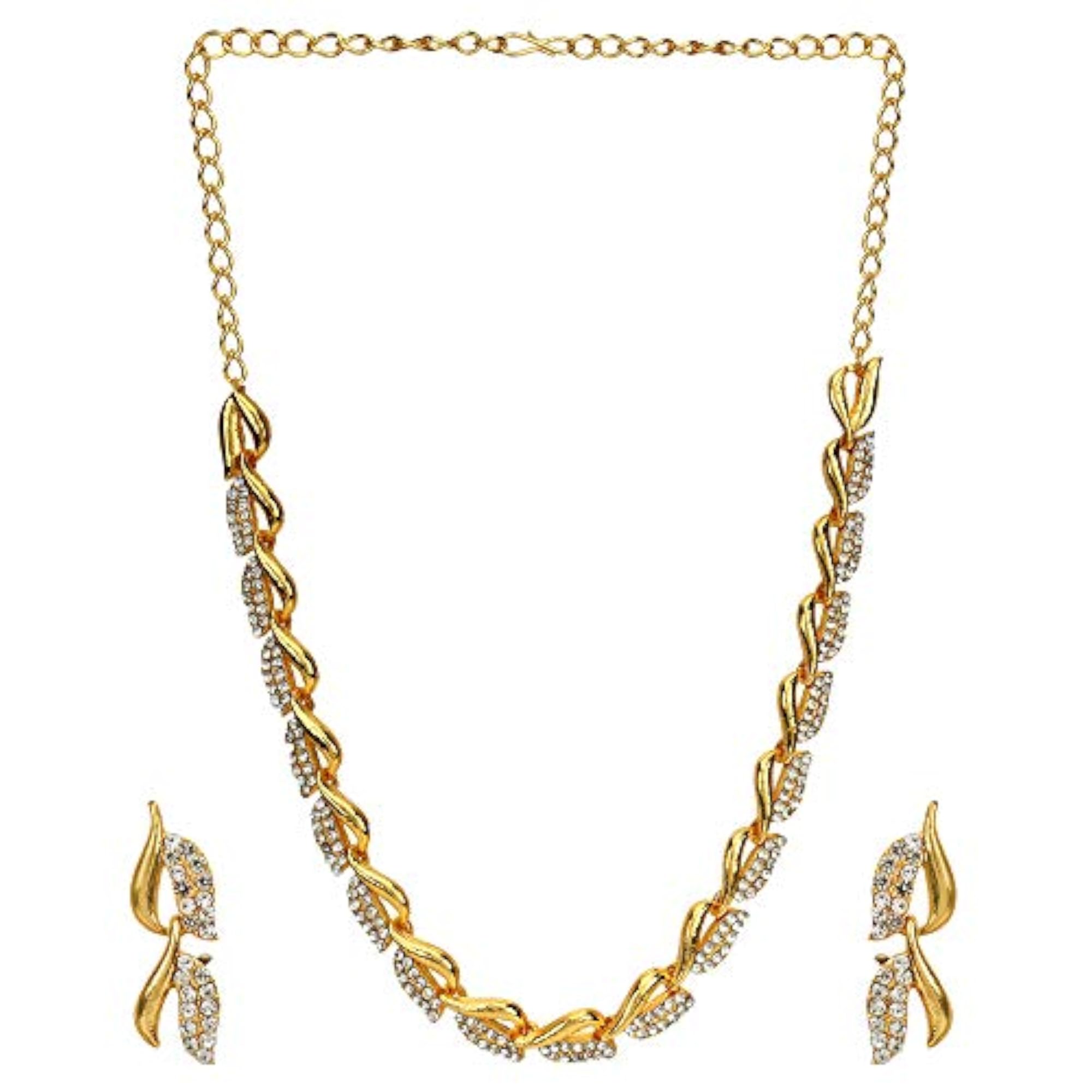 Women's Gold Plated Kundan Traditional Necklace Set with Earrings