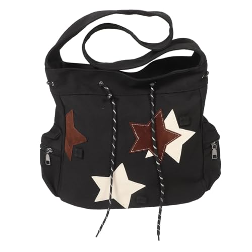 Sac à bandoulière d'école en toile solide noire contre l'usure des affaires de cours