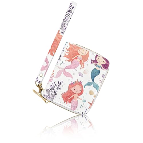 Image of Girls Wallet for Kids, Kids Wallet for Girls 6-8 8-10 10-12, Small Cute Mermaid Leather Toddler Purse with Wristlet and Coin Pocket, Christmas Stocking Stuffers Birthday Gift for Teen Girls