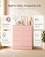 Karl home Pink 4 Drawer Dresser, Modern Small Chest of Drawers — image 6