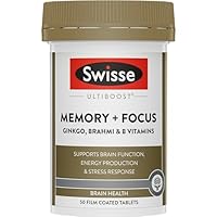 Swisse Ultiboost Memory + Focus - Supports Energy Production & Stress Response - 50 Tablets