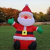 COMIN 4 FT Christmas Inflatable Outdoor Sitting Cute Smiley Santa Claus with Built-in LED Light,...