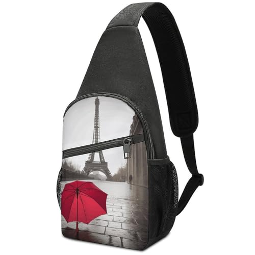 Bolso tipo sling ligero para senderismo y viaje rojo miniatura 1