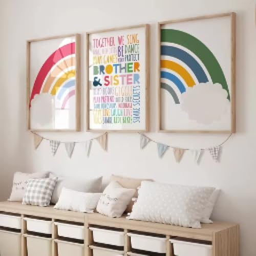 Dessin anime mignon enfant KEMEIQI decoration murale triptyque colore 80x160cm