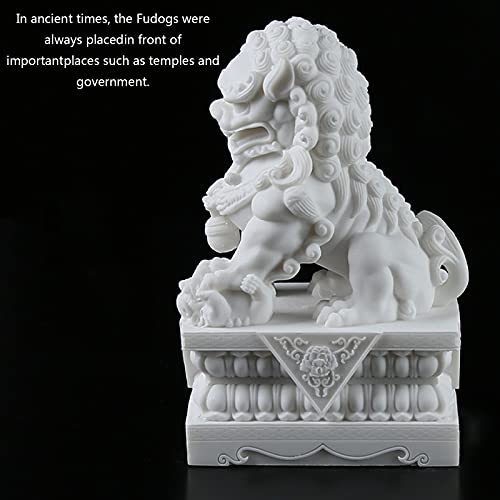 Large Size Foo Dogs Statues Pair Marble Feng Shui Guardian Lion Statues Home Outdoor Asian Decor For Entrance,Best Housewarming Congratulatory Decor To Ward Off Evil Energy,23Lb #TOP5