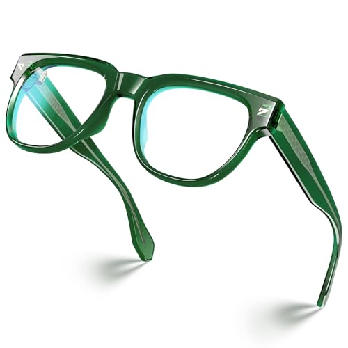 Image of VISOONE Square TR90 Blue Light Blocking Glasses with Anti Glare Computer Glass Woman and Men SAGE