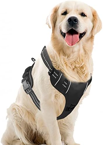 SK Depot Dog Harness Chest 15.7"-27.6" No-Pull Pet Harness with Leash Clips, Adjustable Soft Padded Dog Vest Harness, No Choke Pet Oxford Vest Easy Control Handle for Medium to Large Dogs (S, Black)