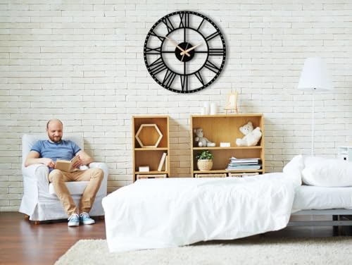 Image of Stylish Metal Wall Clock for Living Room, Bedroom, Office, Kitchen, Home and Hall | Antique Fancy Big Size Modern Wall Watch for Home Decor (DA-114, 40 CM)