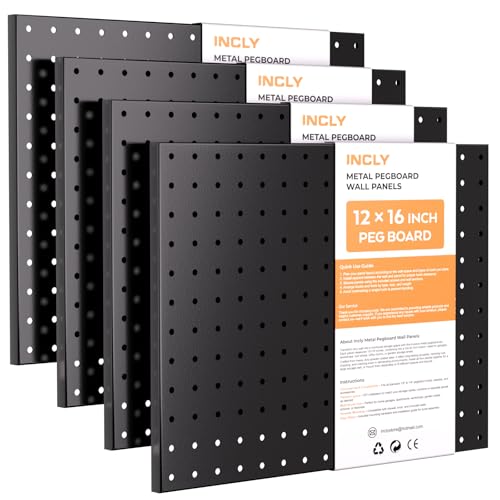 INCLY 4 Pack Peg Board, 12"x16" Upgrade Thicker Heavy Duty