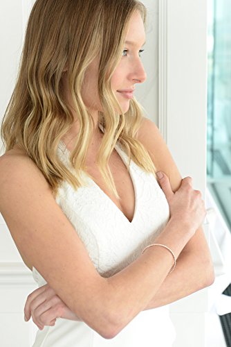 Mariell Rose Gold Crystal Rhinestone Cuff Bangle Bridal Bracelet, 1-Row Fashion Bangle for Weddings and Prom4