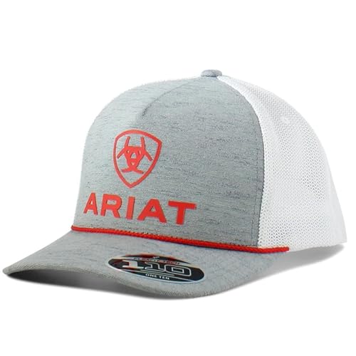 Ariat Flex FIT Red Rope Logo Grey Cap, Red/White, One Size