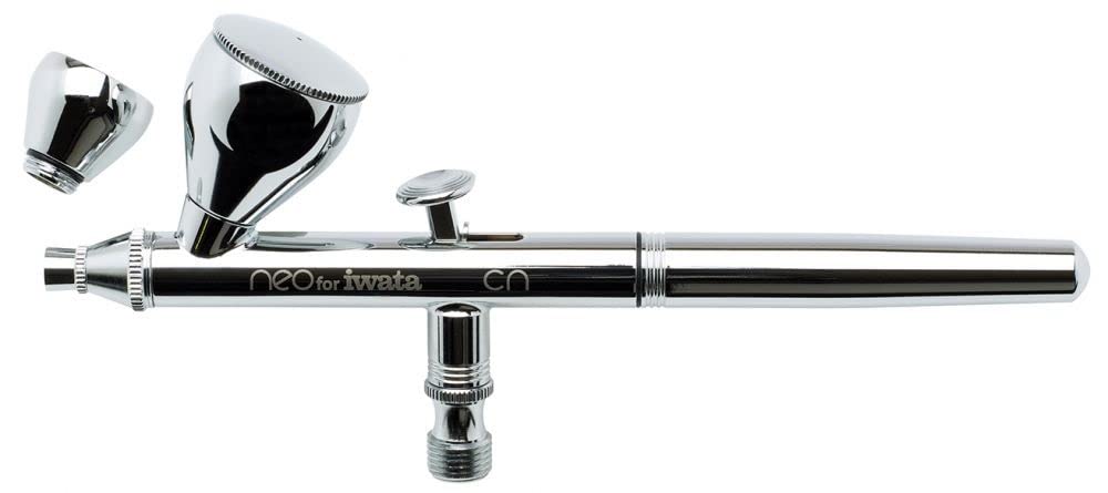 Aerógrafo Iwata Neo HP-CN E 0.35 con compresor silencioso en seco Fengda FD-18A + Tubo de aire telado Fengda 3 m conexión 1/8"-1/8"