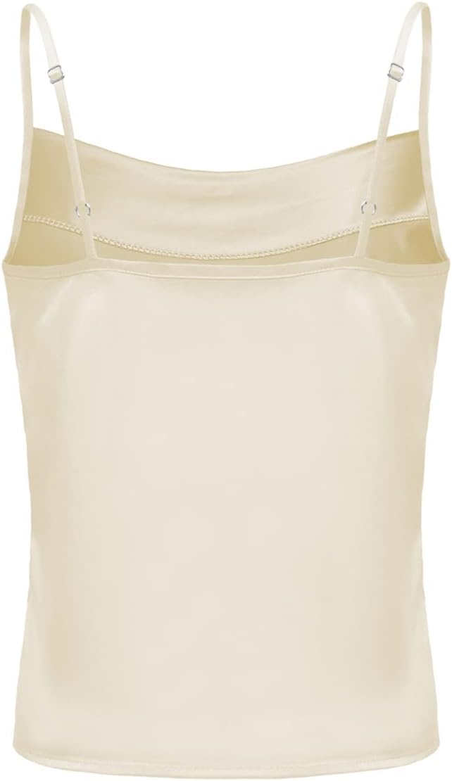 Women's Silk Satin Camisole Cowl Neck Tank Top Cami Silky Basic Tank Shirt Blouses - Image 4