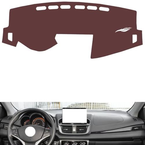 Leather Dash Board Cover mat Compatible with Toyota Yaris LX 2020-2022 ，Anti-Glare and dust Protector(Brown)