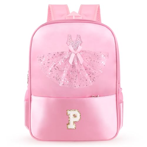 Mochila de dança personalizada para meninas e crianças, pequena bolsa de dança presentes para meninas 3, 4, 5, 6, 7 e 8 anos de idade, rosa, Large, P