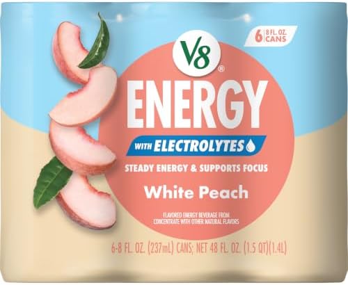 V8 Energy White Peach Beverage, 6 Count 8 Fl Oz (24 Pack) — view 3