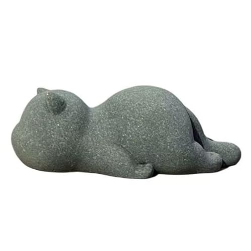 Figura de gato de piedra arenisca decorativa miniatura 1
