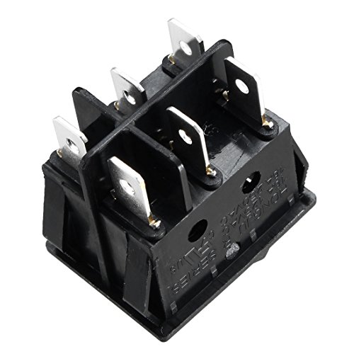 Uxcell 5Pcs Ac 16A/125V 16A/250V Dpdt 6 Terminal 2 Position Boat Rocker Switch Black #TOP4