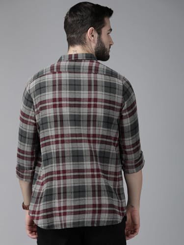 Image of THE BEAR HOUSE Men's's Checkered Flannel Shirt | Grey | TBH-KAMET-GY
