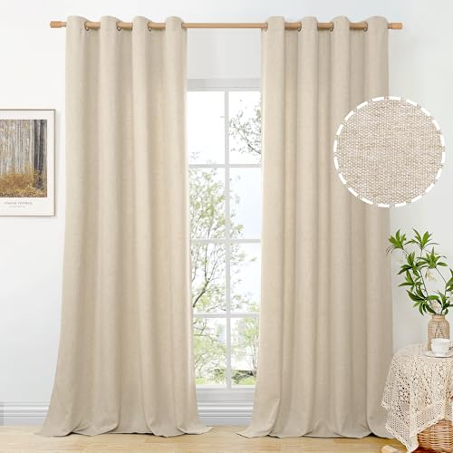 BGment Oatmeal Linen Curtains for Living Room 95 Inch Length