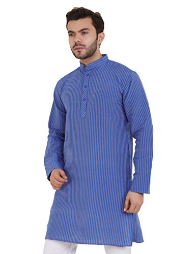 Image of LATEST CHIKAN Men's Cotton Blend Regular Striped Kurta